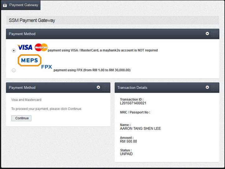 Screenshot of LLP Payment Part 2