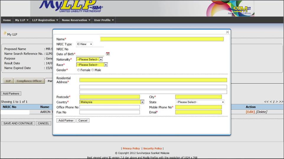 Screenshot of LLP Registration Part 4