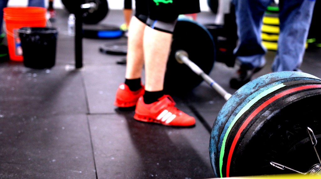 Picture of barbells in gym