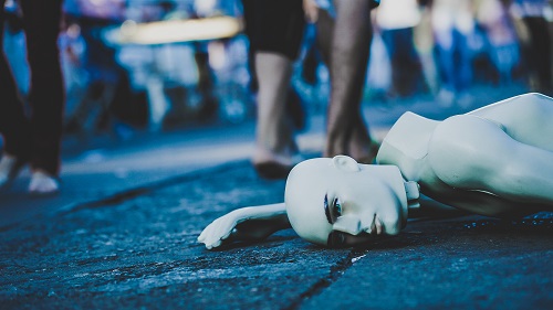 Picture of mannequin lying on ground