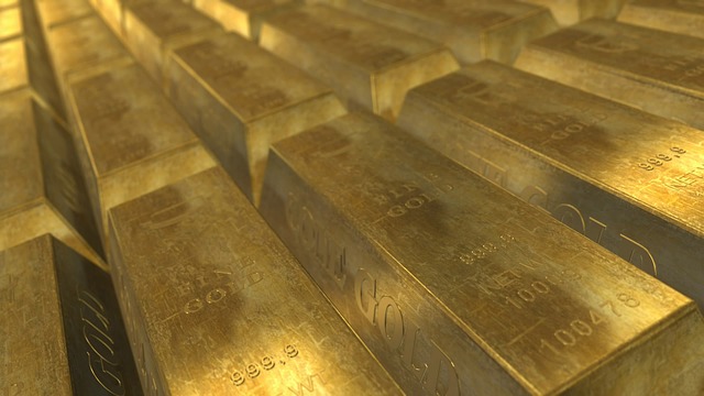 Gold bullion in vault