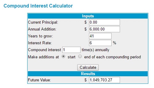 Compound interest calculation over 41 years