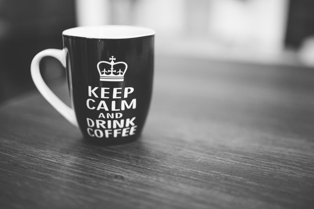Coffee mug saying "Keep calm and drink coffee"