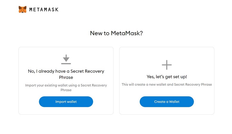 "Create a Wallet" on MetaMask screen