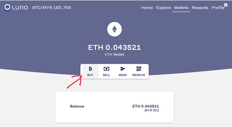 Buy Ethereum on Luno button